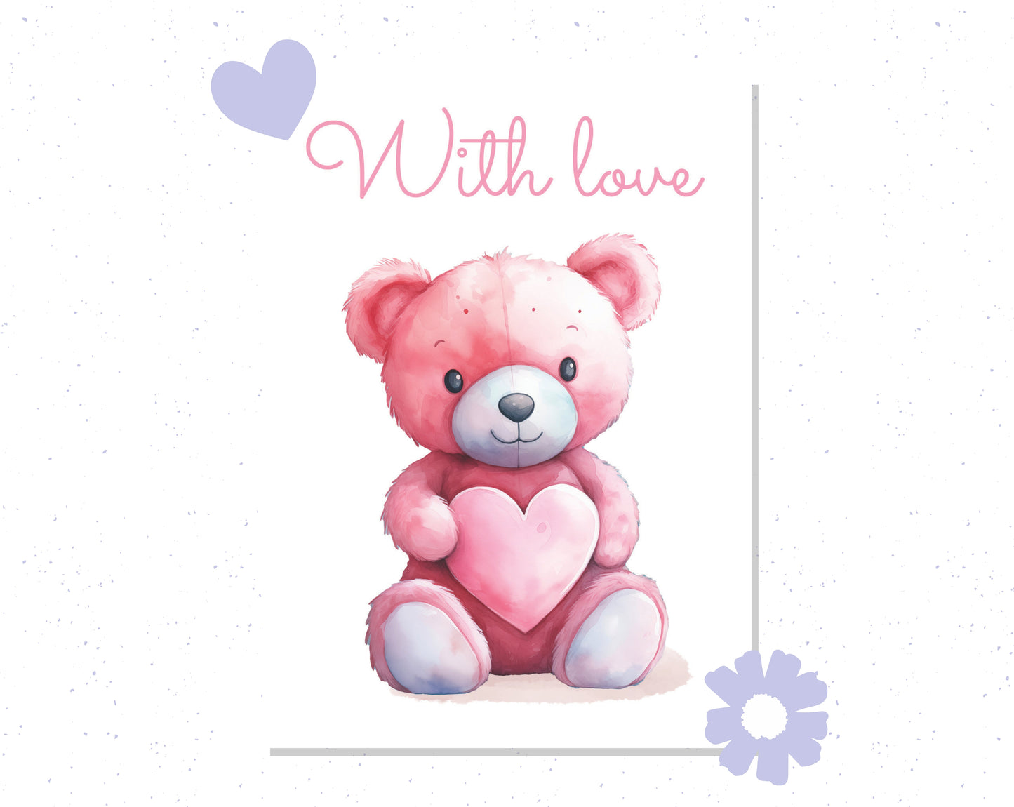 With Love Valentine’s Day Card Cute Teddy Bear Design