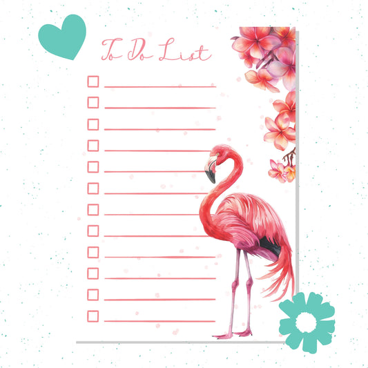Pink Flamingo To-Do list A6 Notepad – Aesthetic Stationery for Journaling, Planning