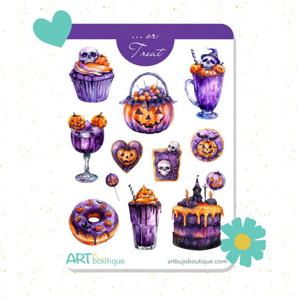 halloween stickers, purple halloween, halloween gift, planner stickers