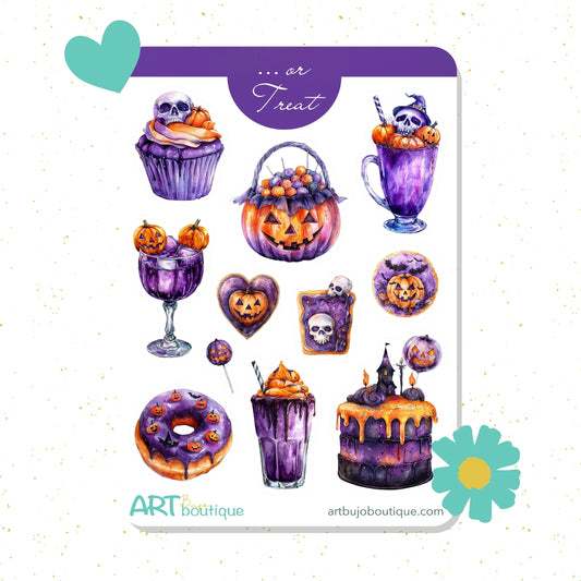 halloween stickers, purple halloween, halloween gift, planner stickers