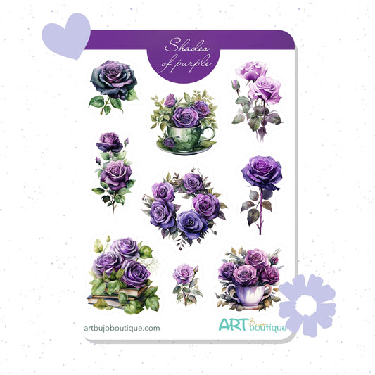 Shades of Purple Roses Sticker Sheet