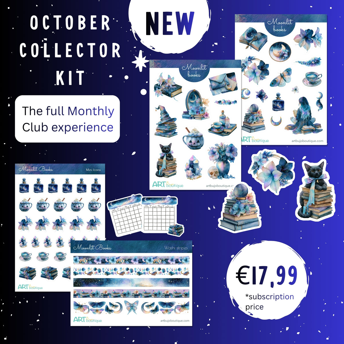 Art Collector Monthly Kit: EVERYTHING included - October: MOONLIT BOOKS