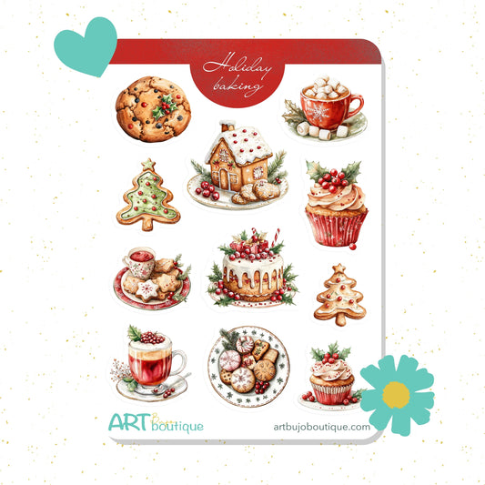 Holiday Baking decorative sticker sheet Winter stickers