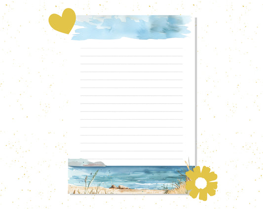 Coastal Bliss A5 Lined Notepad – Aesthetic Stationery for Journaling, Planning & To-Do Lists