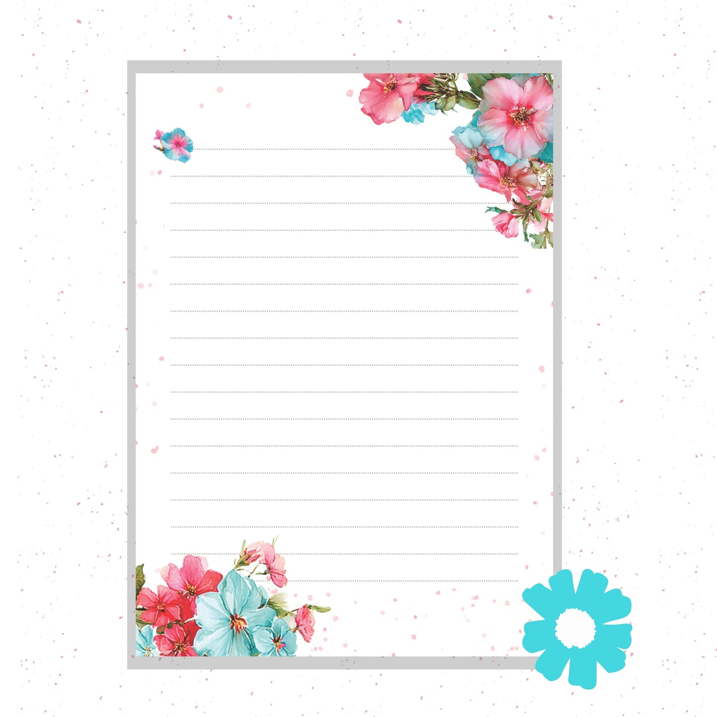 Floral-themed notepad with decorative elements on a white background