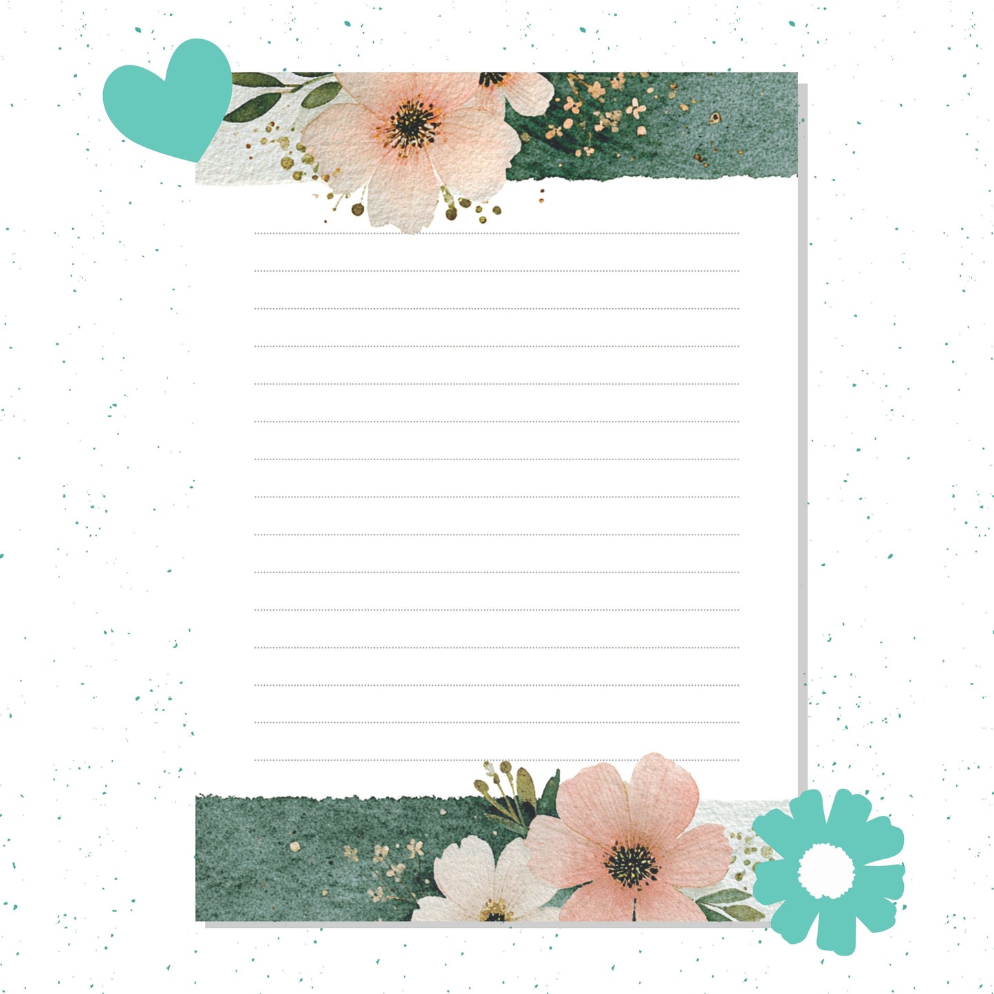 Floral-themed notepad with decorative elements on a white background