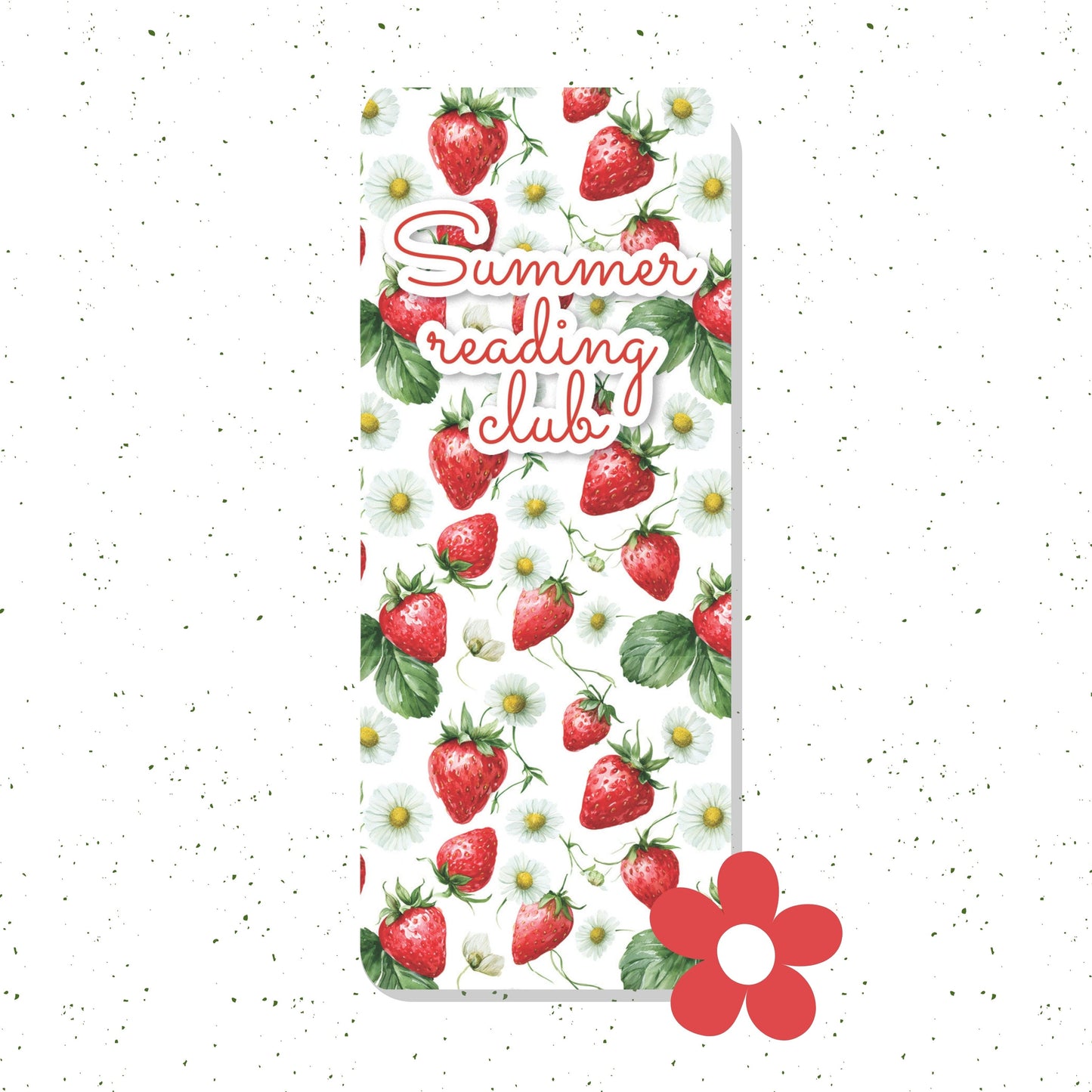 Summer Reading Club Strawberry Pattern Bookmark
