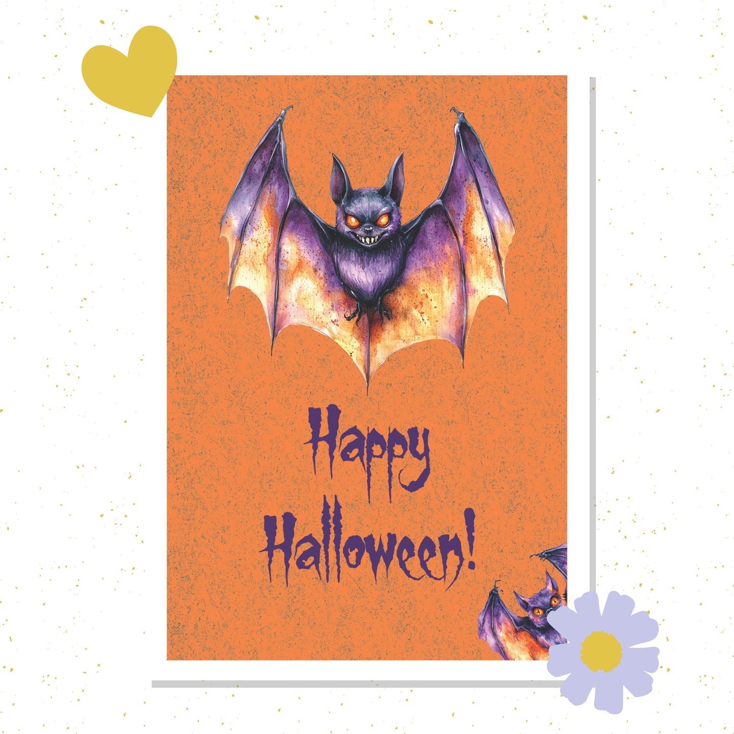 halloween card, cute bat, happy halloween card