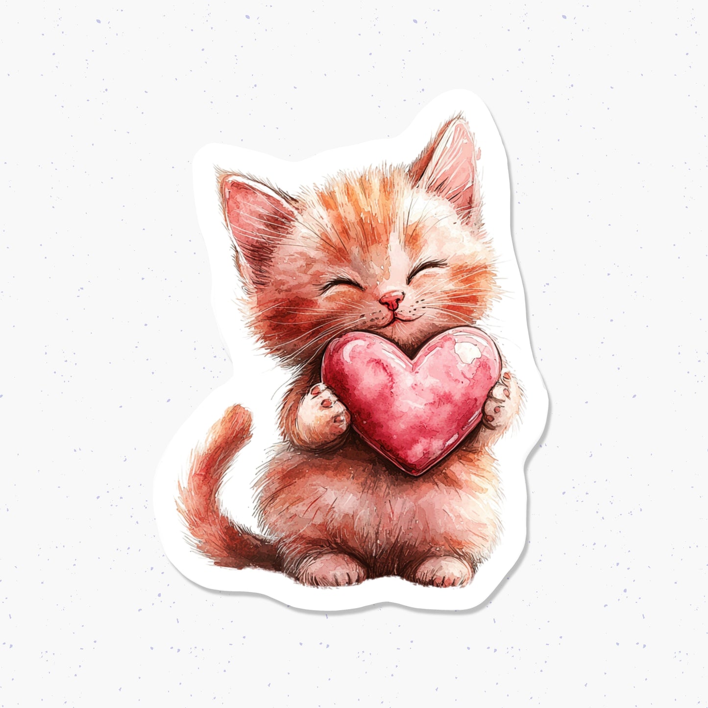 Kitten in Love Vinyl Sticker Valentine's Day Cute Gift