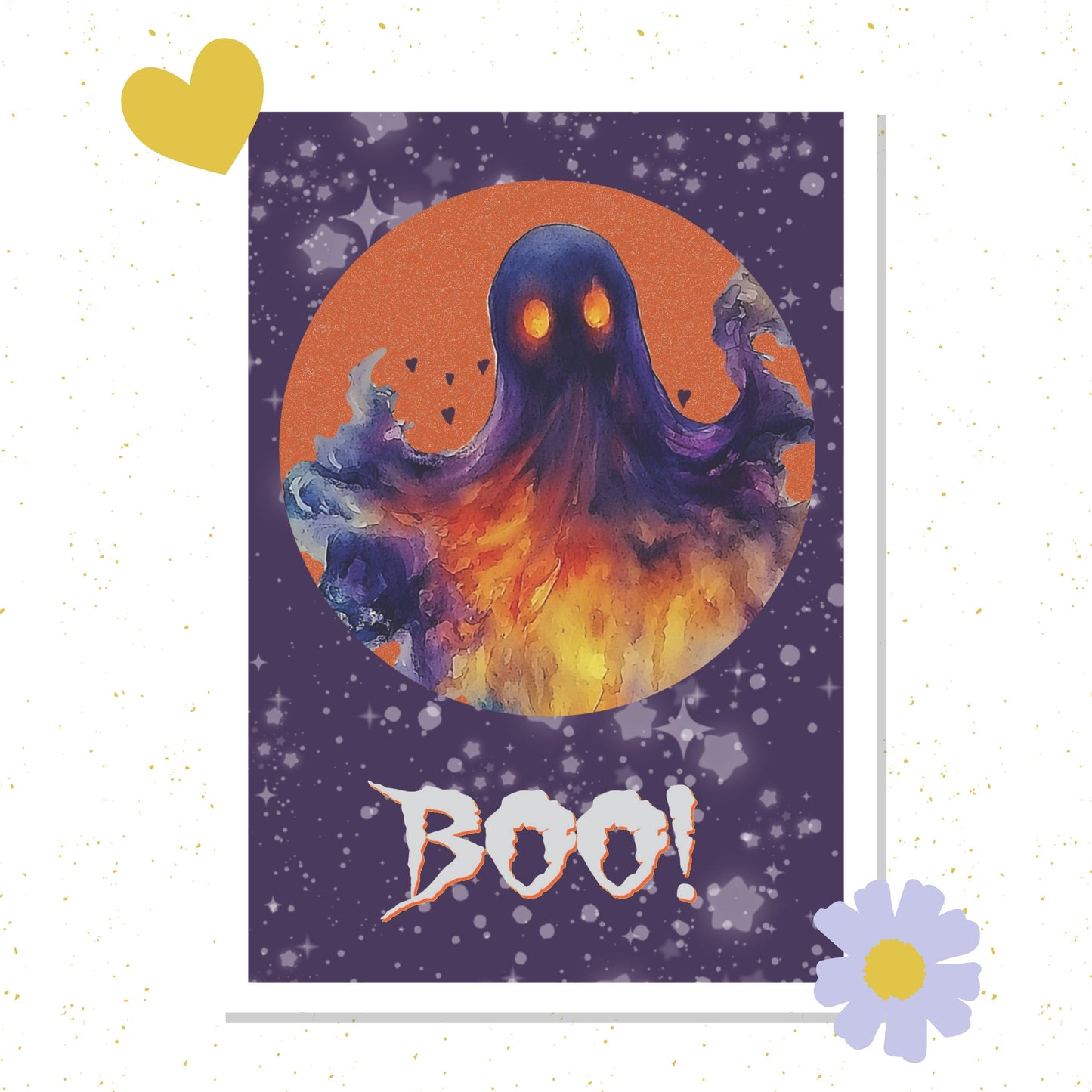 BOO! Ghost Halloween postcard