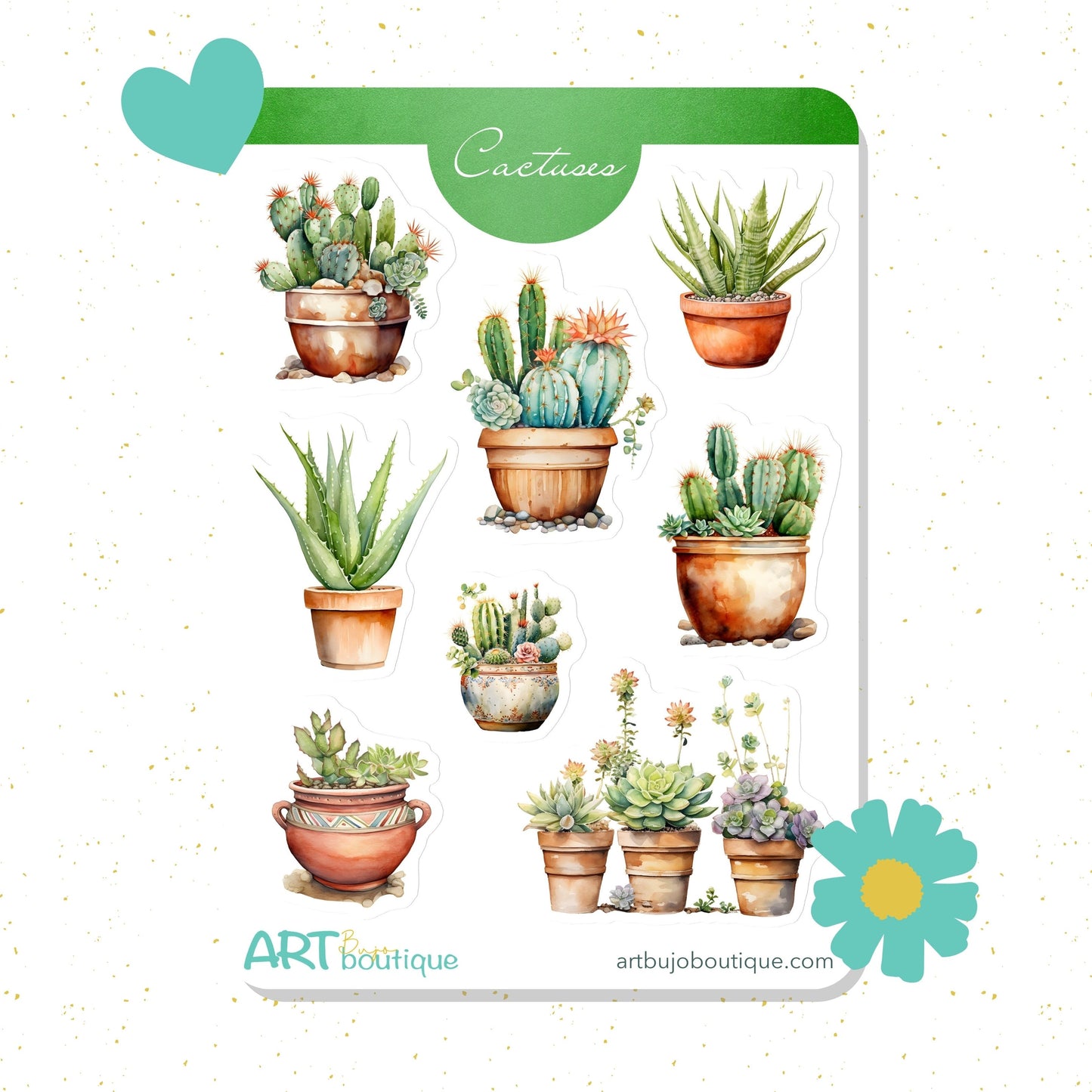 Cactuses decorative sticker sheet