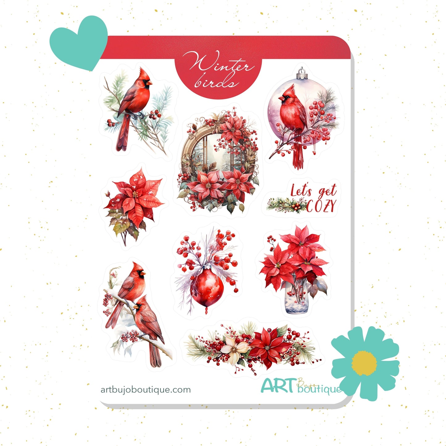 Winter birds planner stickers