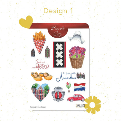 Amsterdam Hand drawn illustrations Sticker Set