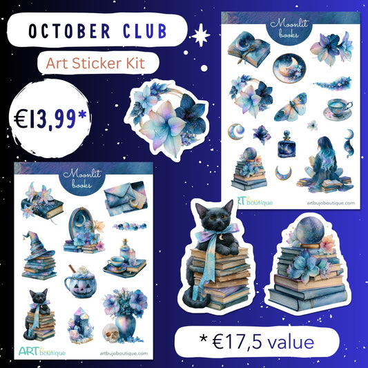 Art Stickers Monthly Kit - October: MOONLIT BOOKS