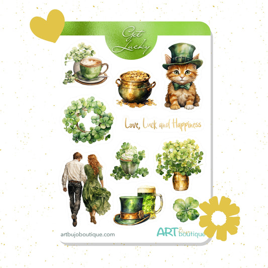 Get Lucky Sticker Sheet St. Patrick's Day Stickers