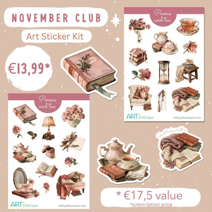 Art Stickers Monthly Kit - November: POEMS and TEA