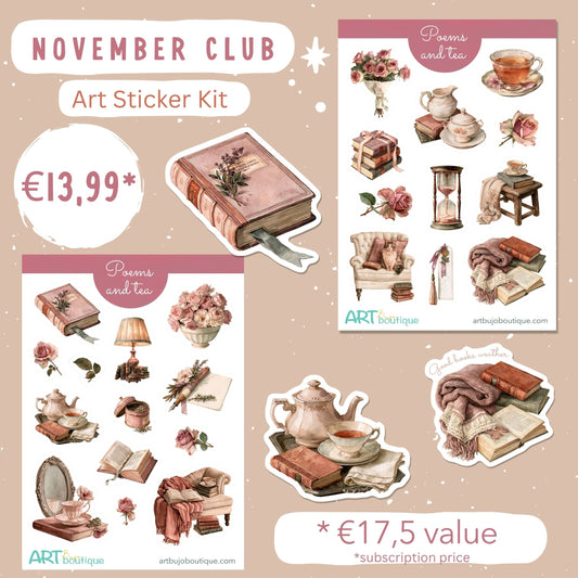 Art Stickers Monthly Kit - November: POEMS and TEA