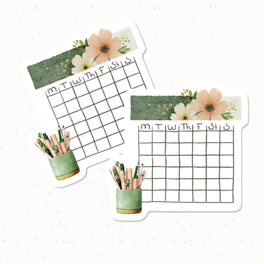 Two floral-themed desk organizers with grid designs on a white background