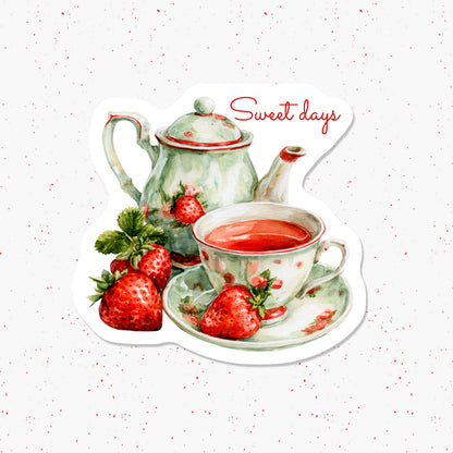 Strawberry Tea Summer Vinyl Sticker