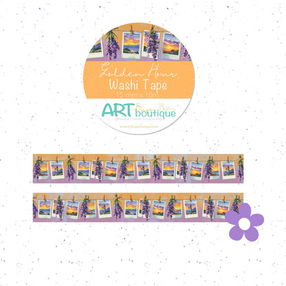 Washi tape with lavender design and 'Art Boutique' branding on a white background