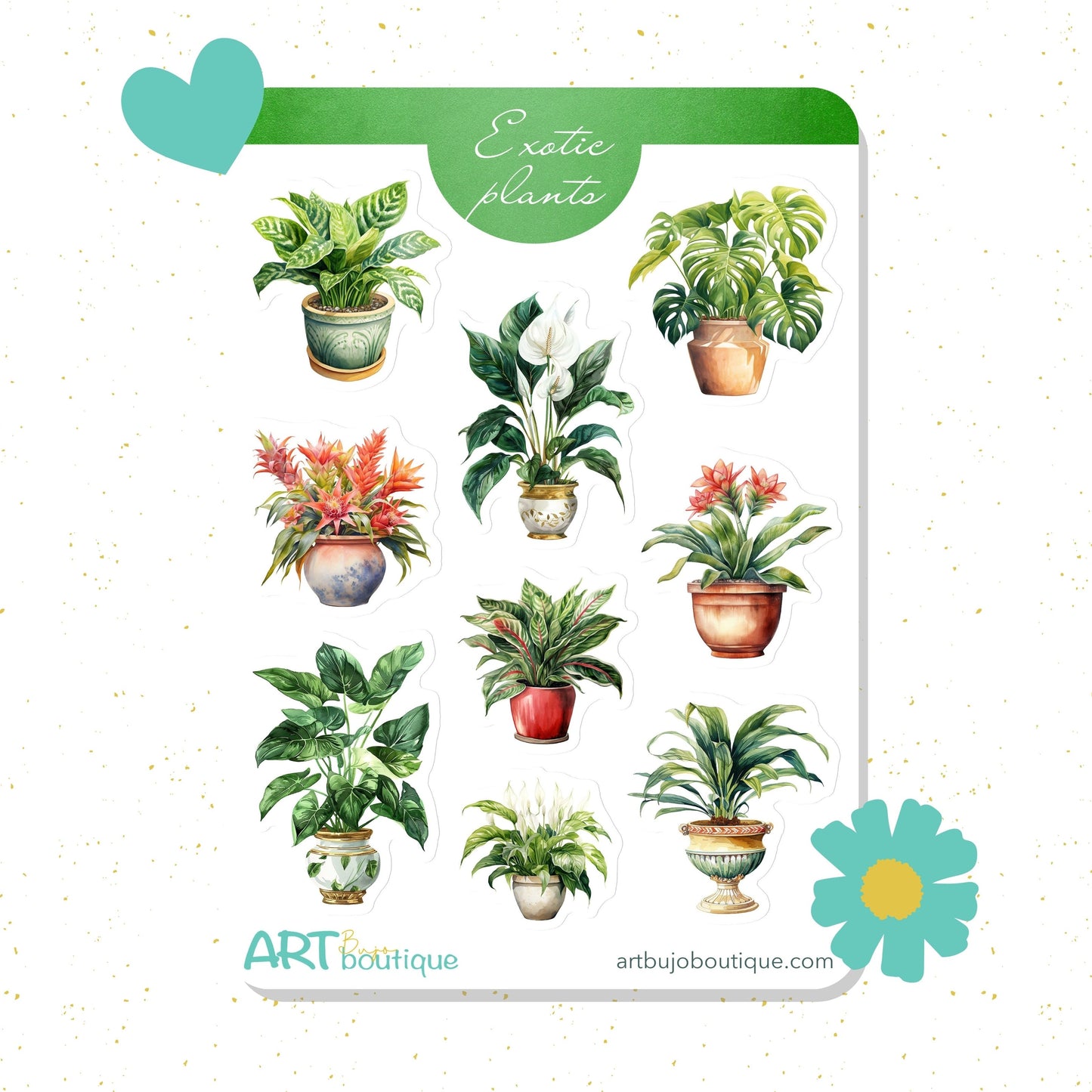 Exotic Plants decorative sticker sheet