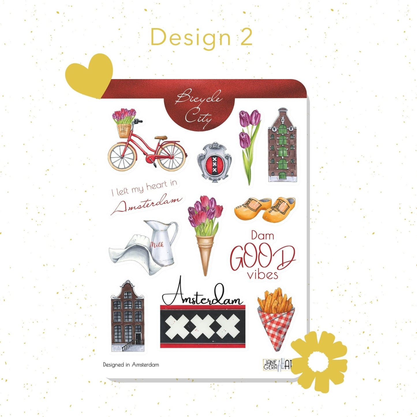 Amsterdam Hand drawn illustrations Sticker Set