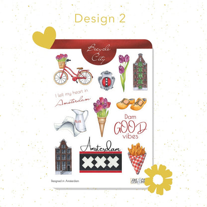 Amsterdam Hand drawn illustrations Sticker Set