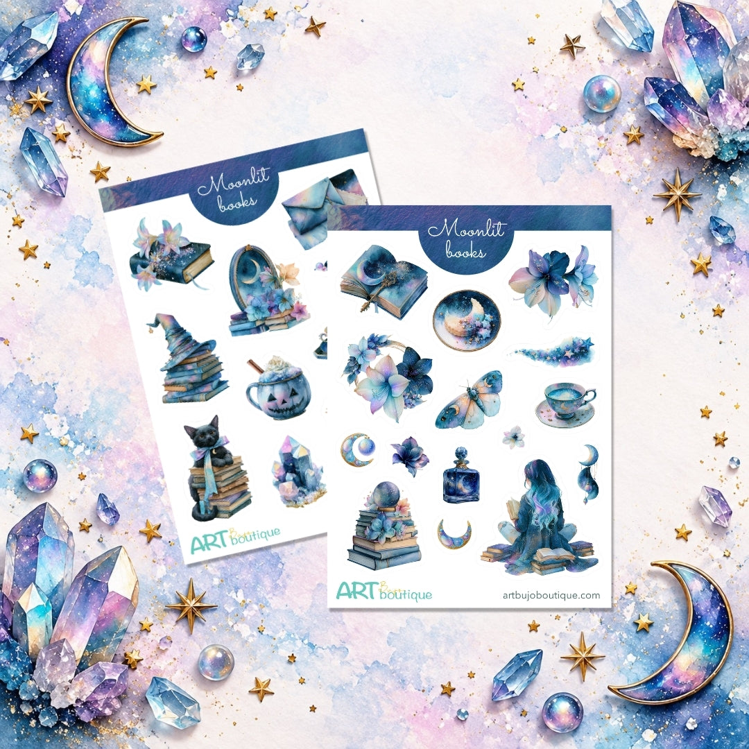 Art Stickers Monthly Kit - October: MOONLIT BOOKS
