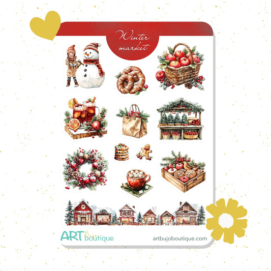 Winter Market decorative sticker sheet Christmas stickers