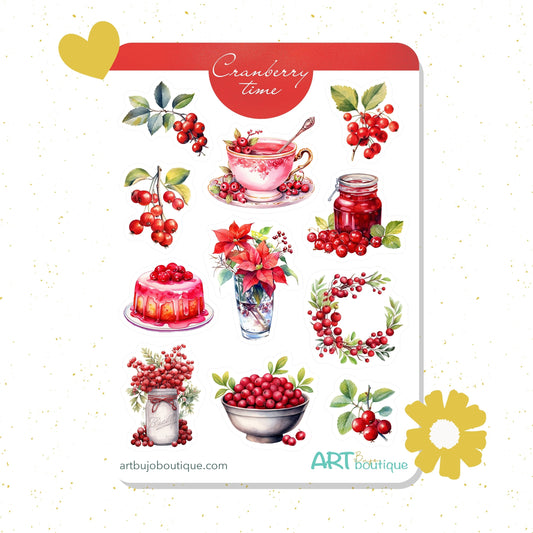 Cranberries stickers Red berries bujo stickers