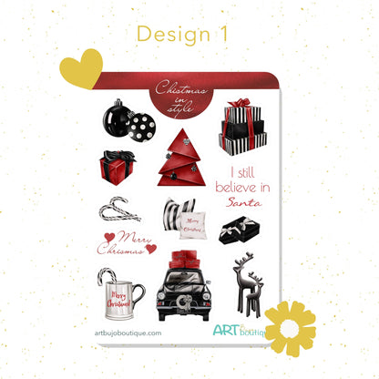 Stylish Christmas bujo sticker set