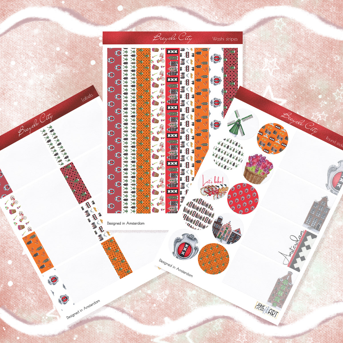 Amsterdam functionele stickers Washi strepen set