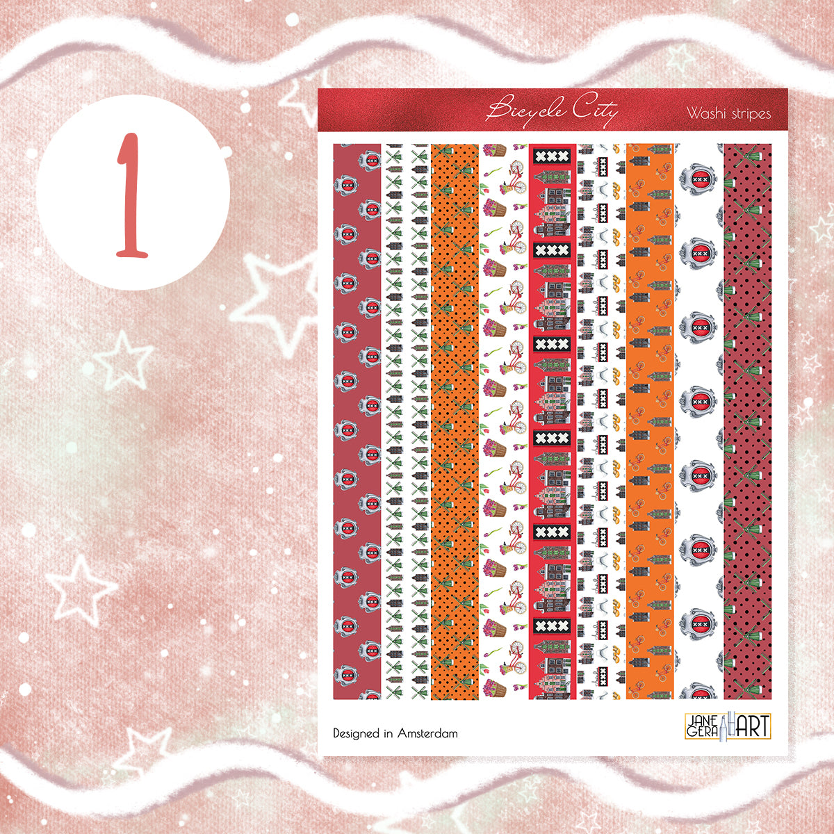 Amsterdam functionele stickers Washi strepen set