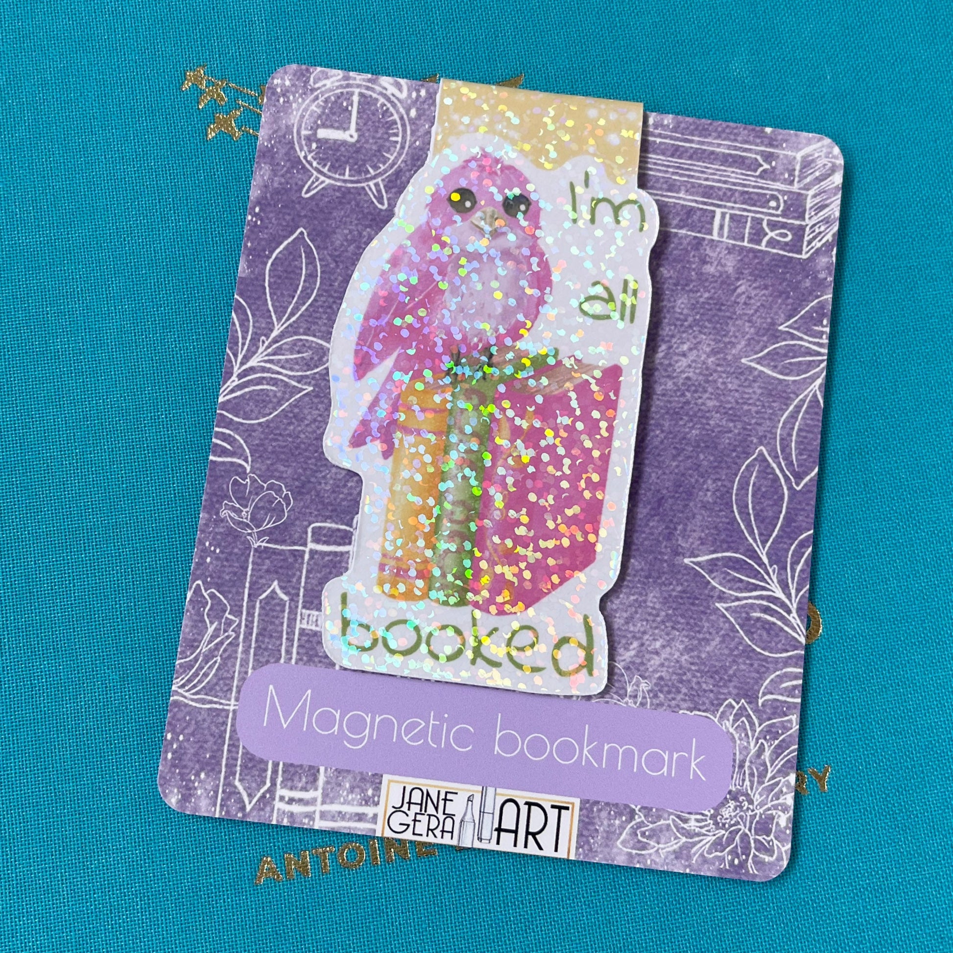 All Booked cute magnetic bookmark, cute bookmark, cute pink bird