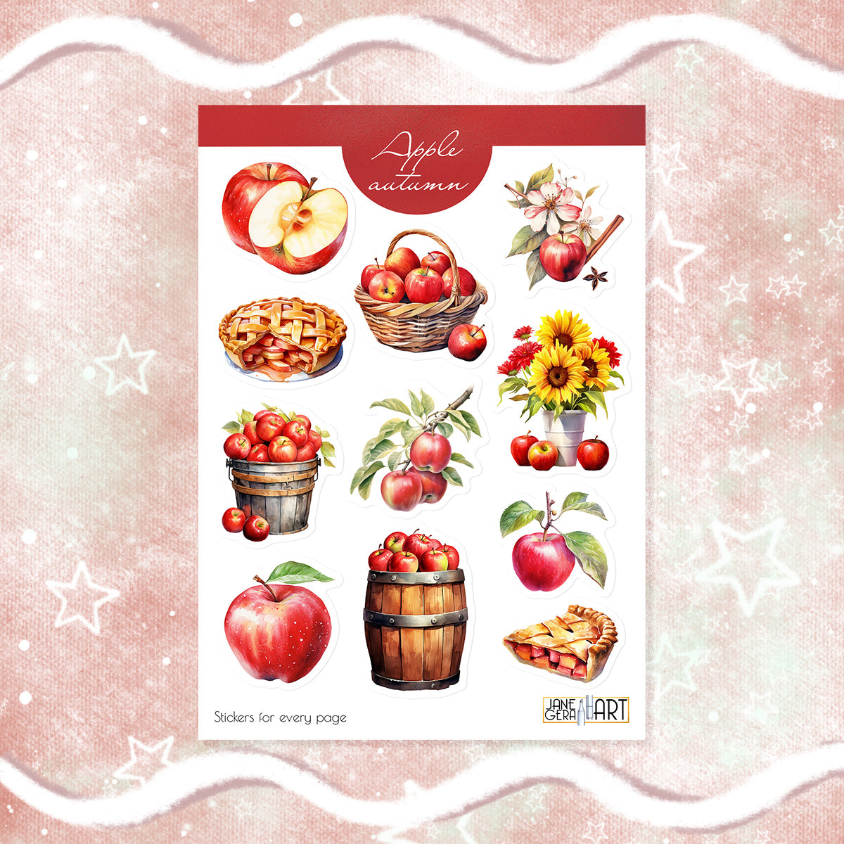 Red apples bujo stickers