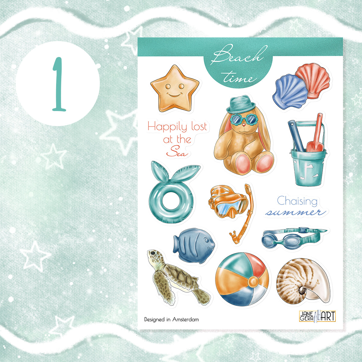 Beach holiday stickers Summer planner stickers