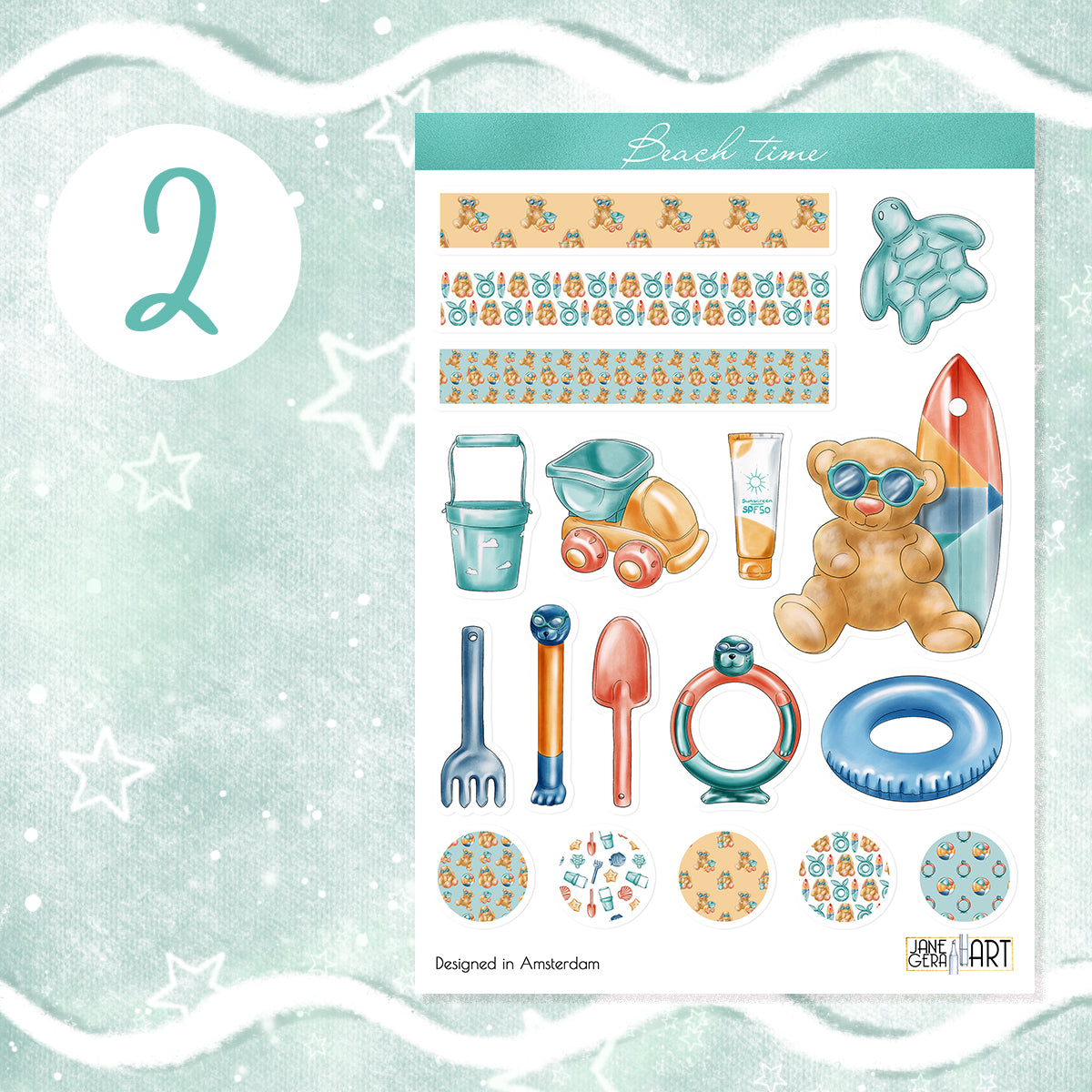 Beach holiday stickers Summer planner stickers