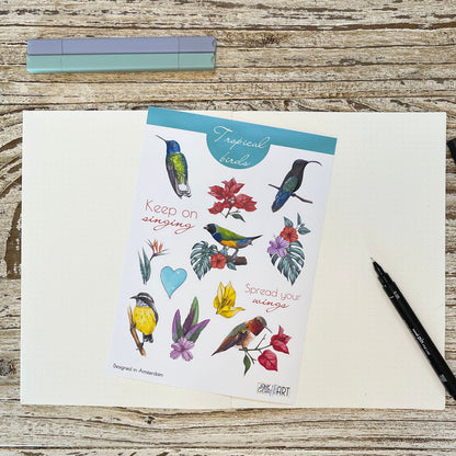 Bujo-stickerset voor tropische vogels