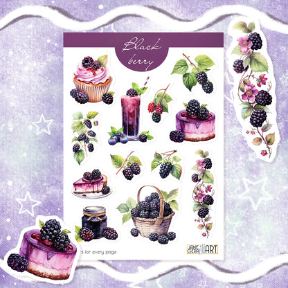 Blackberries stickers Summer fruit planner stickers