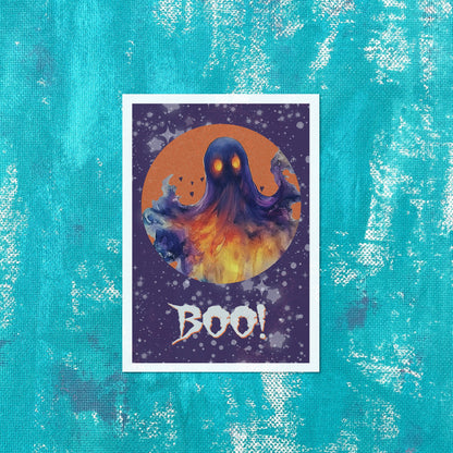 BOO! Ghost Halloween postcard