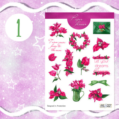 Bougainvillea flower planner stickers