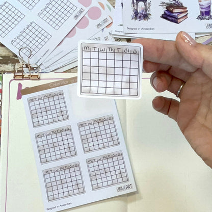 Blank calendar grid planner stickers