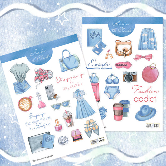 Sky blue fashion planner stickers