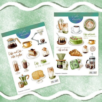 Koffie chemie sticker set