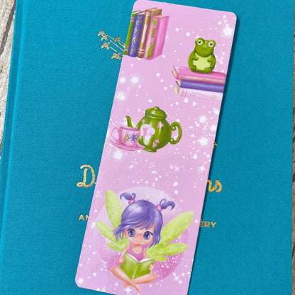 Cozy Reading Cute bookmark, cute fairy, cute bookmark, pink floral bookmark