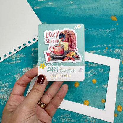 Cozy Seasons Vinyl Sticker | Autumn Aesthetic & Warm Fall Vibes