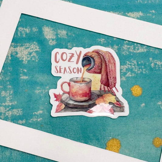 Cozy Seasons Vinyl Sticker | Autumn Aesthetic & Warm Fall Vibes
