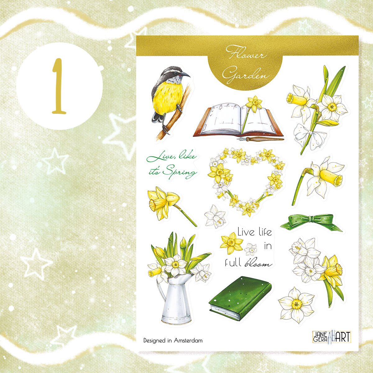 Daffodils flower planner stickers