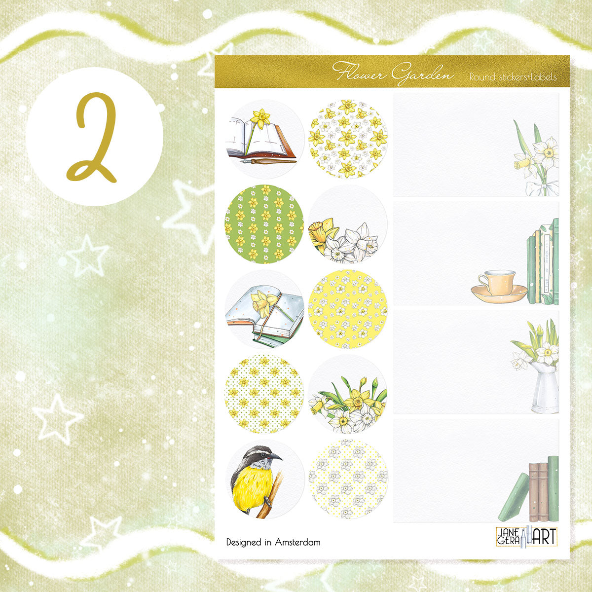 Daffodils planner stickers Functional stickers Washi stripes set