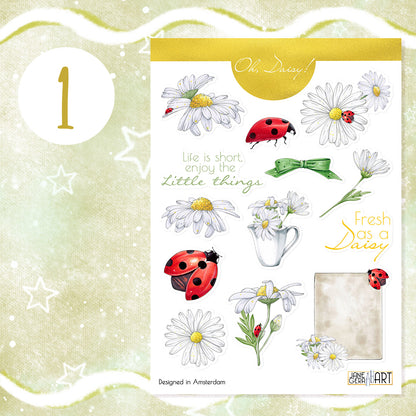 Daisy flower bujo stickers set